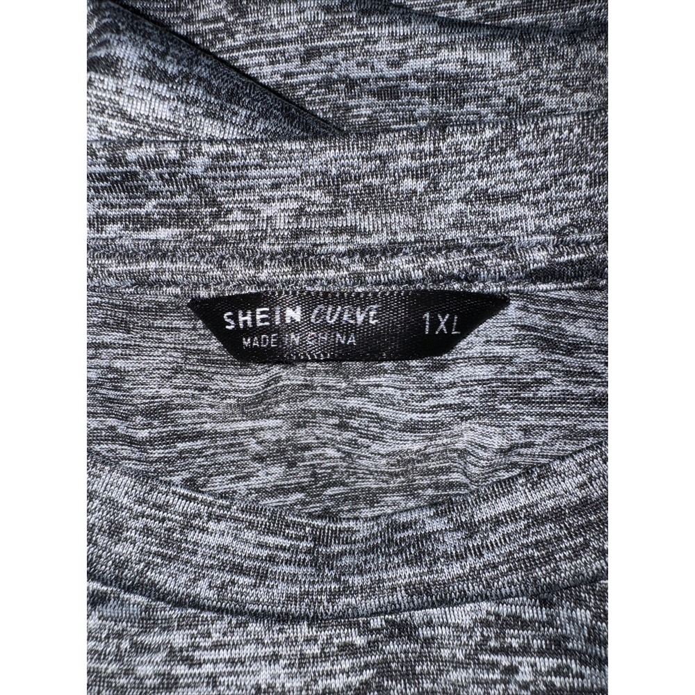 SHEIN Curve Shirt Women's Size 1XL Gray Long Sleeve Active Wear Shirt - Picture 3 of 4